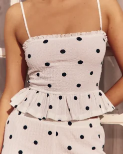 New Caraco atière texturée otif à poi Tops|Hauts De Pyjamas