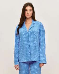 Hot Cheie en jerey côteée otif etiva Hauts De Pyjamas
