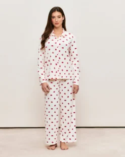 Clearance Cheie jerey côteé otif bouche Hauts De Pyjamas
