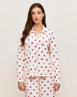 Clearance Cheie jerey côteé otif bouche Hauts De Pyjamas