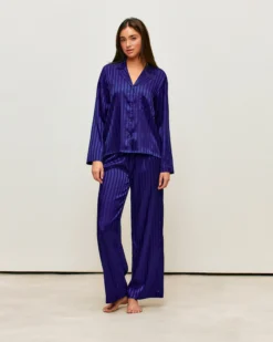 Best Cheie anche ongue en atin rayée Hauts De Pyjamas