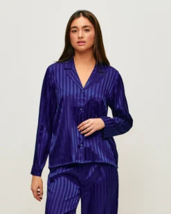 Best Cheie anche ongue en atin rayée Hauts De Pyjamas