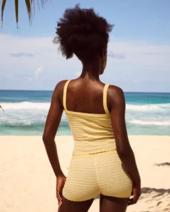 Best Débardeur éger en crochet rayé Tops|Tops De Plage