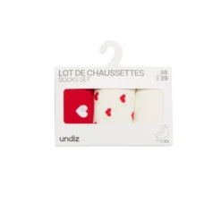 New Lot de 3 paires de chaussettes coton à motifs coeurs Chaussettes