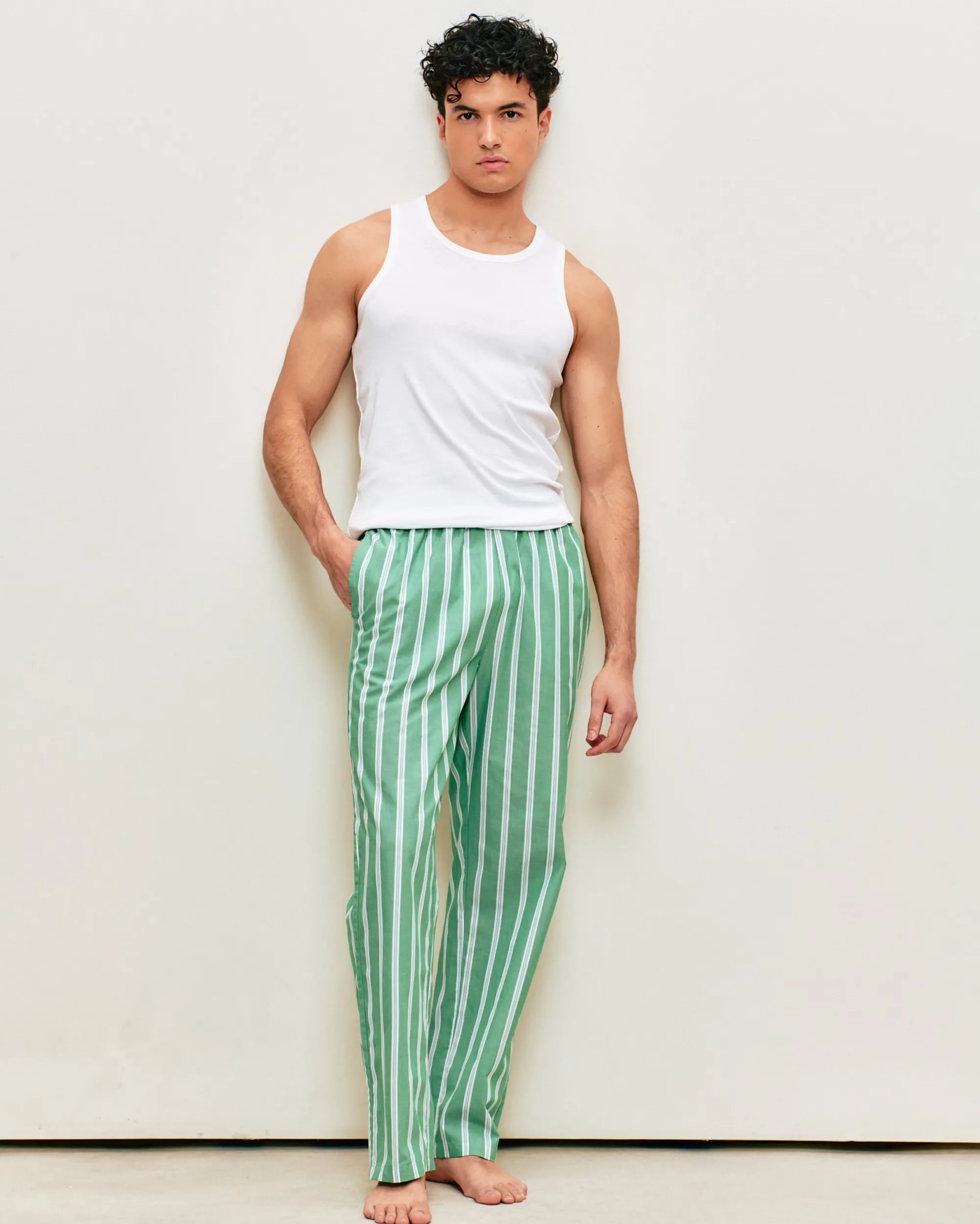 Discount Pantaon en coton à rayure Homme Pyjamas Et Tenues D'Intérieur