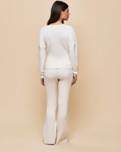 Clearance Pantaon en aie côteée Pantalons