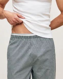 Sale Pantaon en popeine à carreaux avec ceinture intégrée Homme Pyjamas Et Tenues D'Intérieur