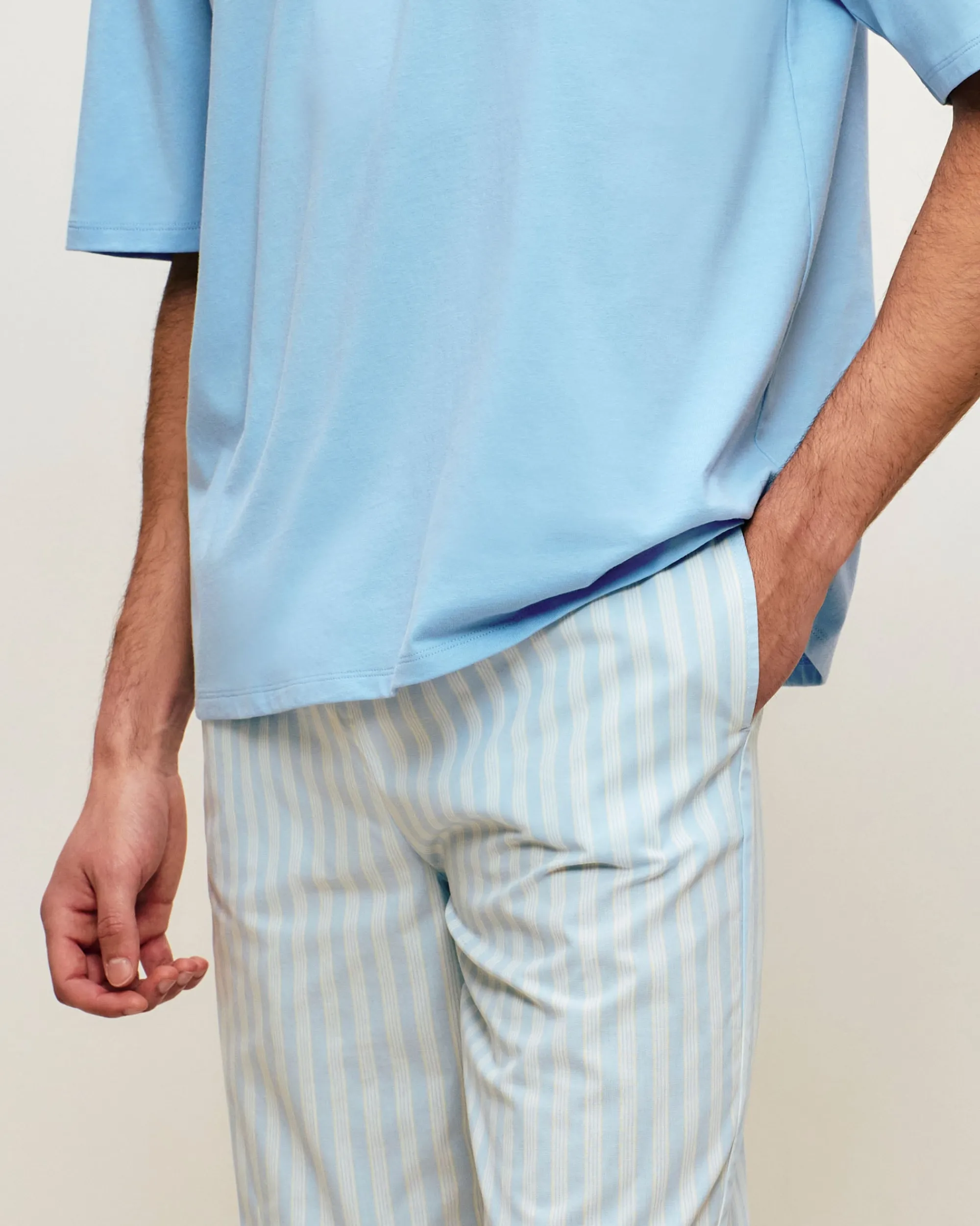 Best Pantaon en popeine de coton à rayure Homme Pyjamas Et Tenues D'Intérieur
