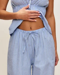 Online Pantaon en popeine de coton à rayure Pantalons De Pyjamas|Pyjamas Pour Les Grandes