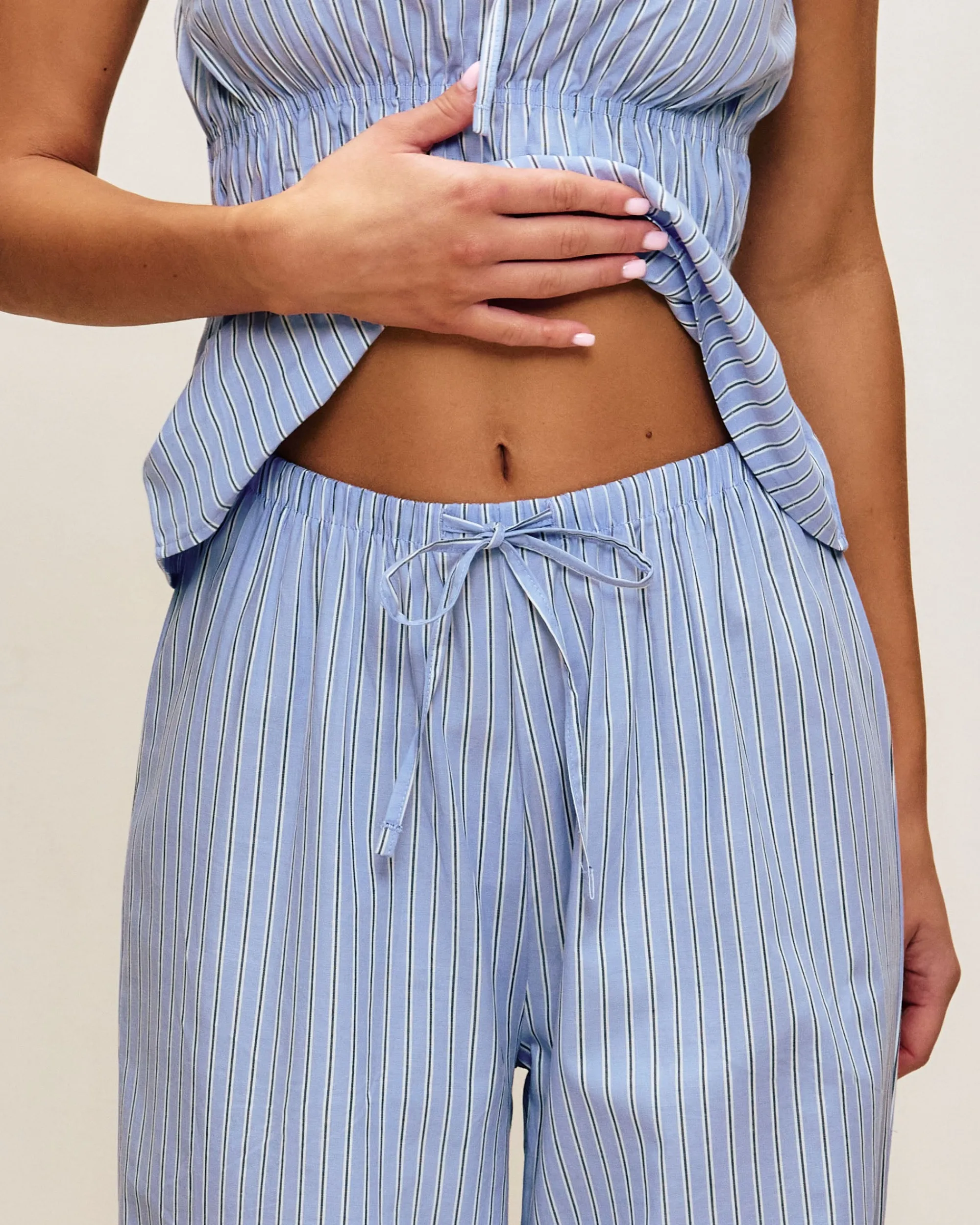 Online Pantaon en popeine de coton à rayure Pantalons De Pyjamas|Pyjamas Pour Les Grandes