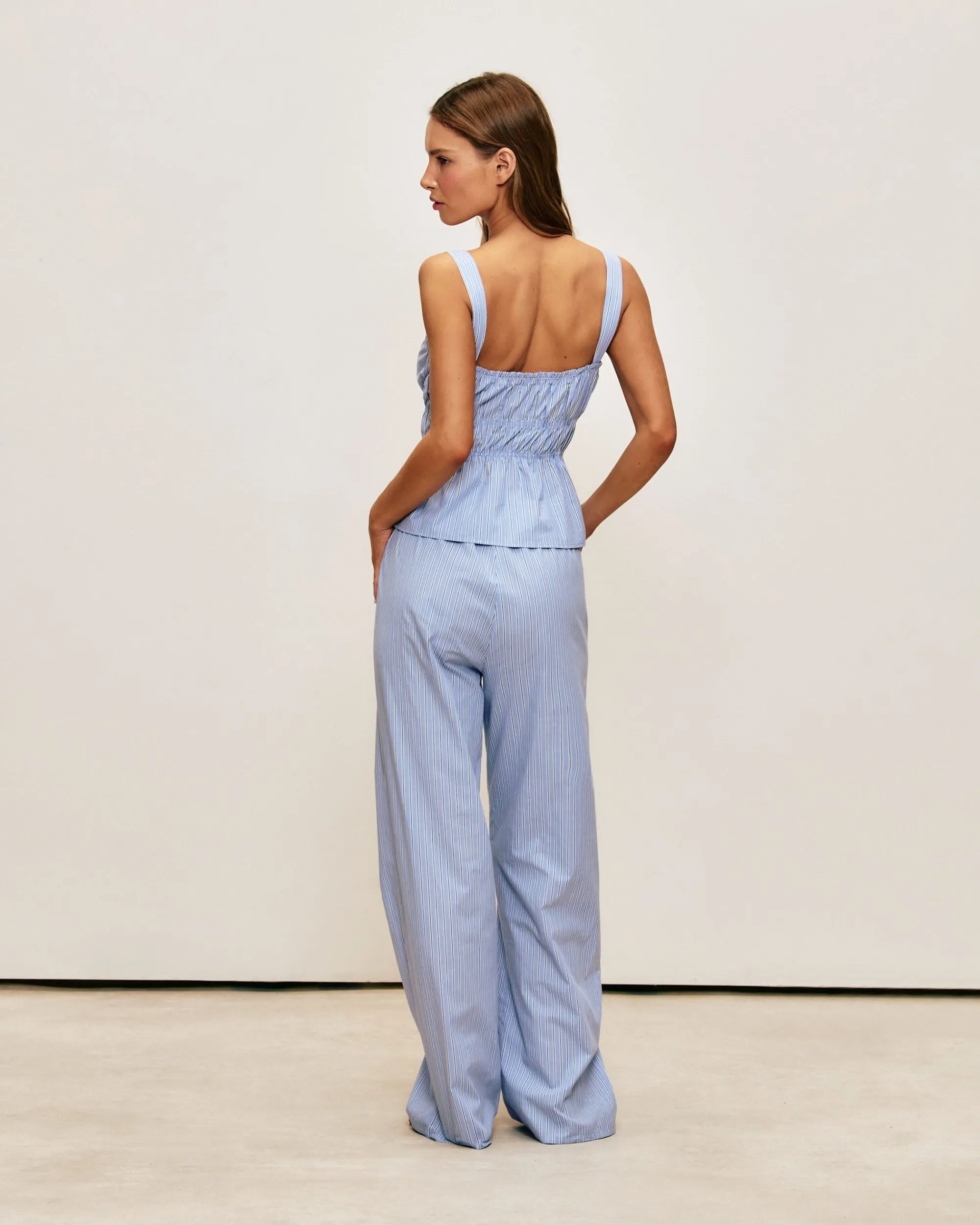 Online Pantaon en popeine de coton à rayure Pantalons De Pyjamas|Pyjamas Pour Les Grandes