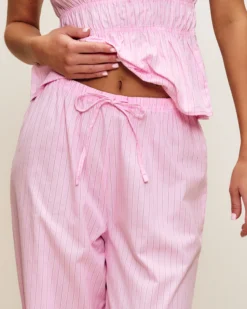 Pantaon en popeine de coton à rayure Pantalons De Pyjamas|Pyjamas Pour Les Grandes