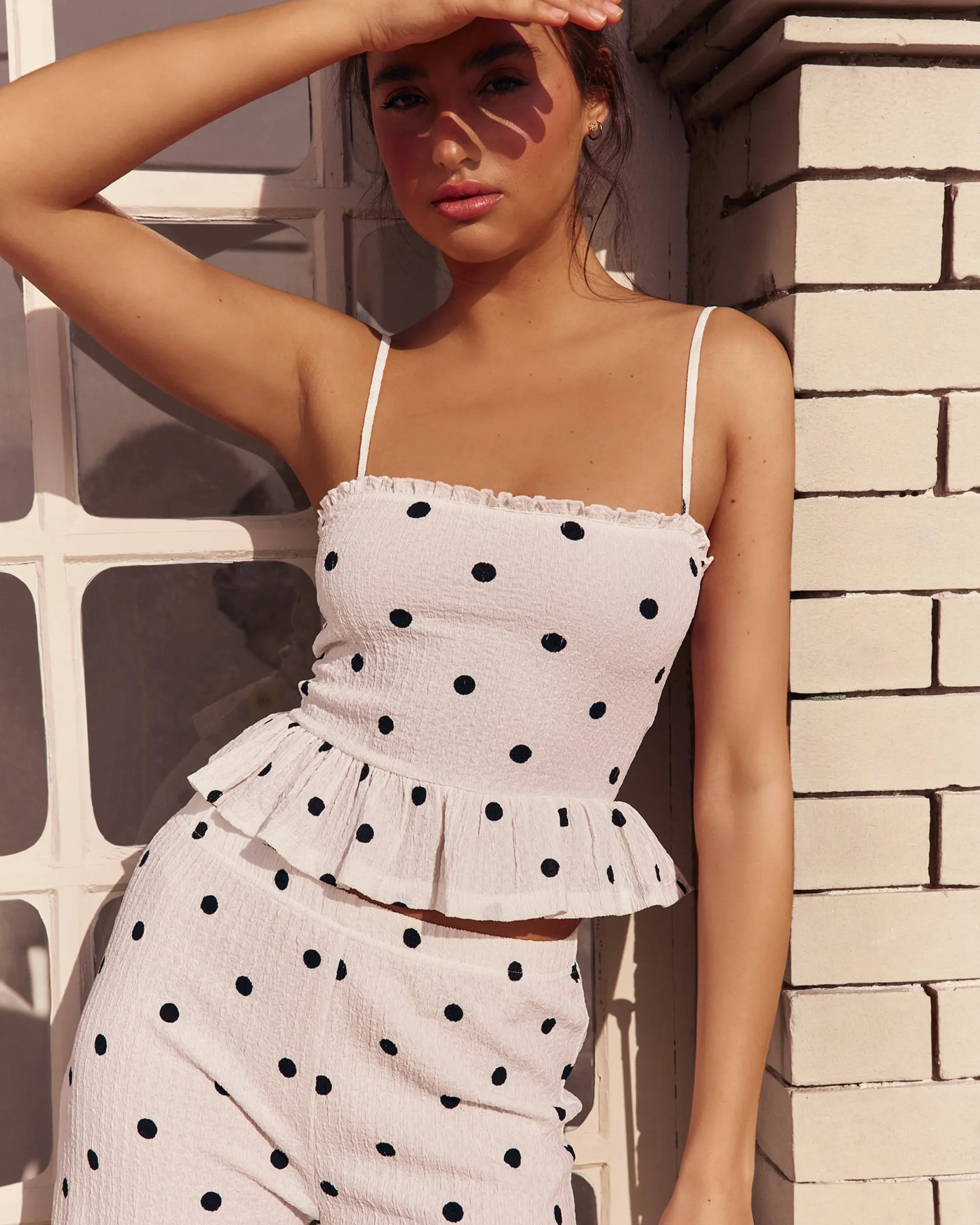 Clearance Pantaon atière texturée otif à poi Pantalons De Pyjamas|Pantalons