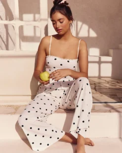 Clearance Pantaon atière texturée otif à poi Pantalons De Pyjamas|Pantalons