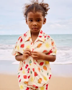 Best Set chemise à manches courtes et short à motifs fruits et fleurs Sets De Pyjamas