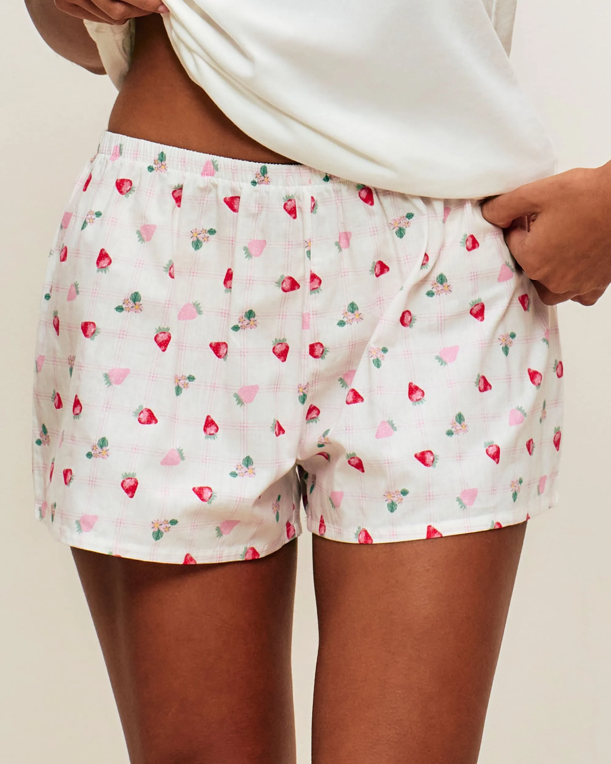 Discount hort en coton à otif fraie Shorts De Pyjamas