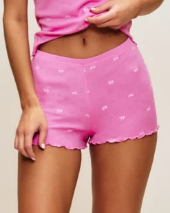 Sale hort en coton pointee avec iprié nœud Shorts De Pyjamas|Pyjamas Pour Les Grandes