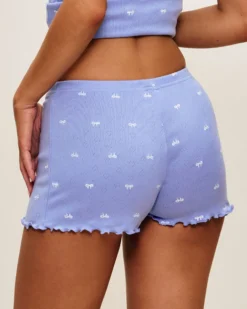 Hot hort en coton pointee avec iprié nœud Shorts De Pyjamas