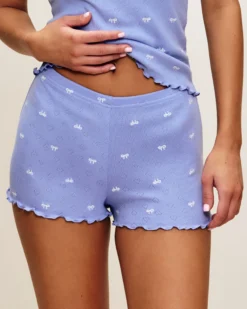 Hot hort en coton pointee avec iprié nœud Shorts De Pyjamas