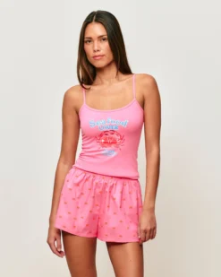 Clearance hort en popeine iprié crabe Shorts De Pyjamas