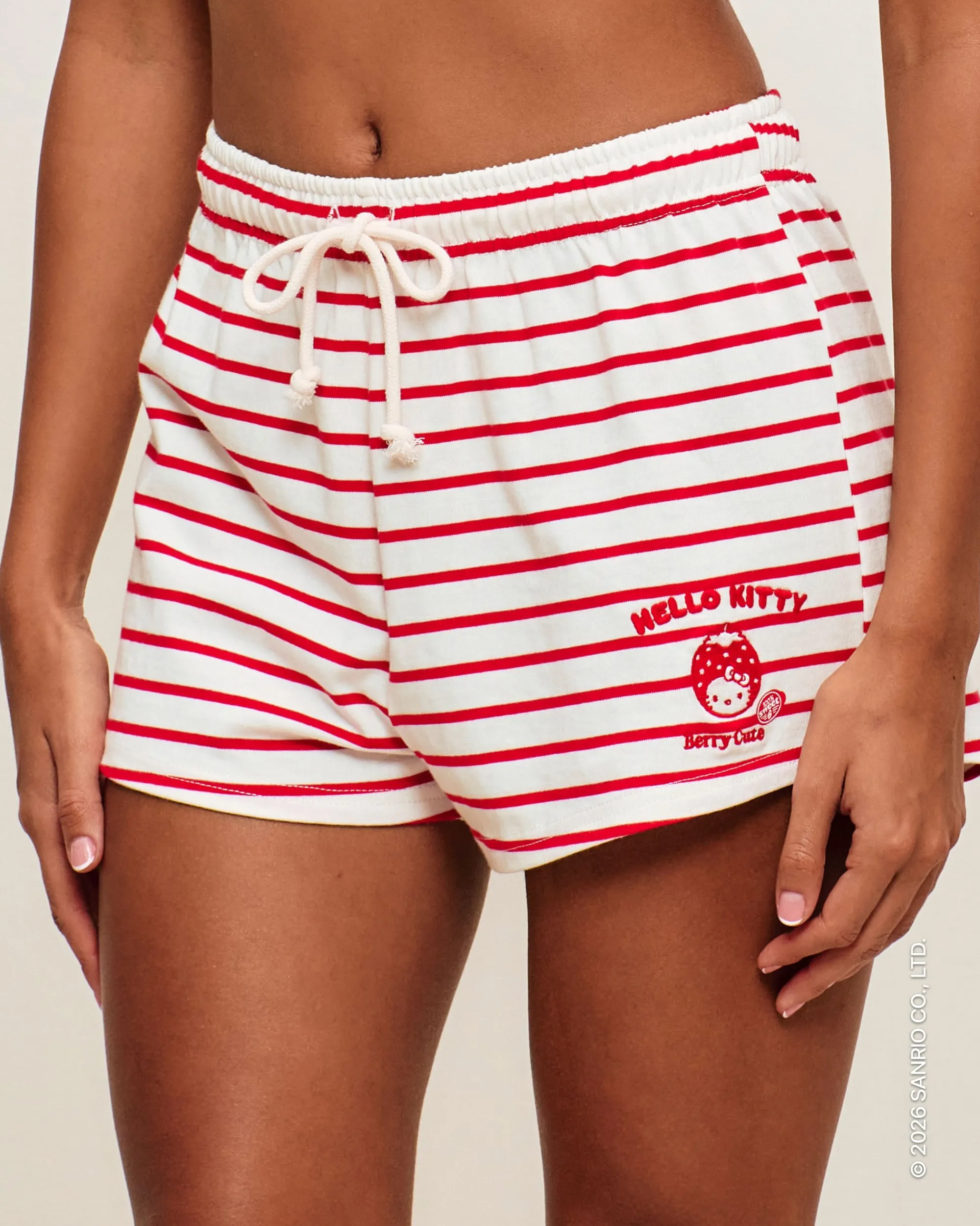 Sale hort arinière en jerey épai avec broderie Heo Kitty Shorts