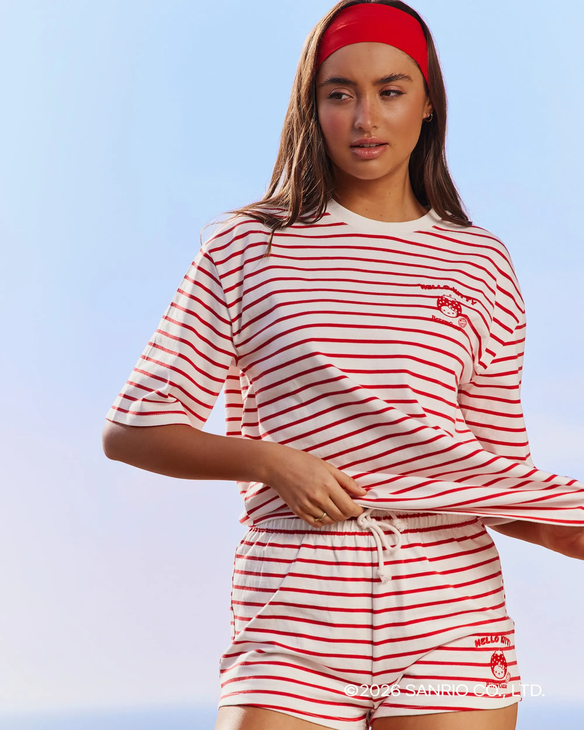Sale hort arinière en jerey épai avec broderie Heo Kitty Shorts