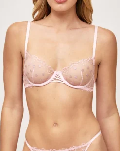 Soutien-gorge corbeille en mesh broderies cœurs Avec Armatures|Corbeilles