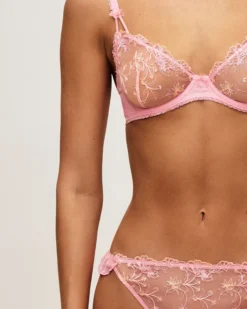 Clearance Soutien-gorge corbeille en mesh avec broderies florales et nœuds Avec Armatures|Corbeilles