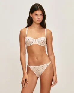 New Soutien-gorge corbeille en mesh imprimé pois Avec Armatures|Corbeilles