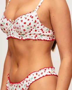 Online Soutien-gorge corbeille en popeline de coton à motif fraises Avec Armatures|Corbeilles