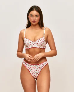 Online Soutien-gorge corbeille en popeline de coton à motif fraises Avec Armatures|Corbeilles