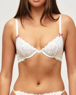 Discount Soutien-gorge en dentelle florale et noeud vichy et Avec Armatures|Corbeilles