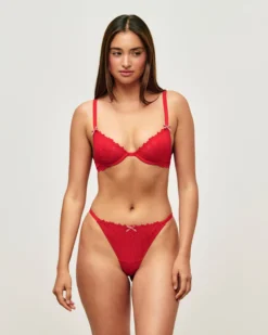 Discount Soutien-gorge en dentelle florale et noeud vichy et Avec Armatures|Corbeilles