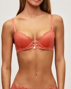 Outlet Soutien-gorge push-up en dentelle avec fil lurex doré et bijou Avec Armatures|Push-Up