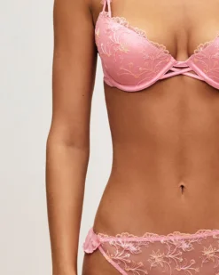 Sale Soutien-gorge push-up en mesh avec broderies florales et nœuds Avec Armatures|Push-Up