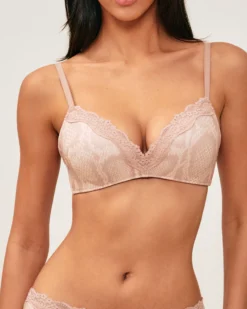 Clearance Soutien-gorge triangle push-up en microfibre motif serpent Sans Armature|Soutiens-Gorge Invisible