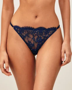 tring en dentee à tra argenté Strings|Culottes En Dentelle