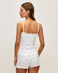 Sale Top en coton pointee avec iprié nœud Hauts De Pyjamas