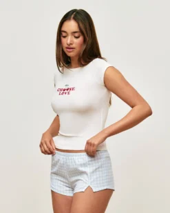 Best Top en jerey avec broderie "Chooe ove" Hauts De Pyjamas