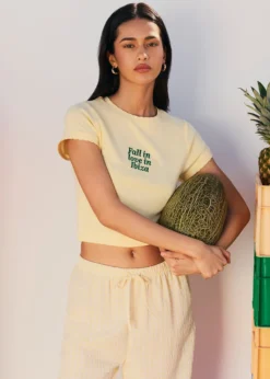 Sale T-hirt en jerey avec broderie "Fa in ove in Ibiza" Tops|Hauts De Pyjamas
