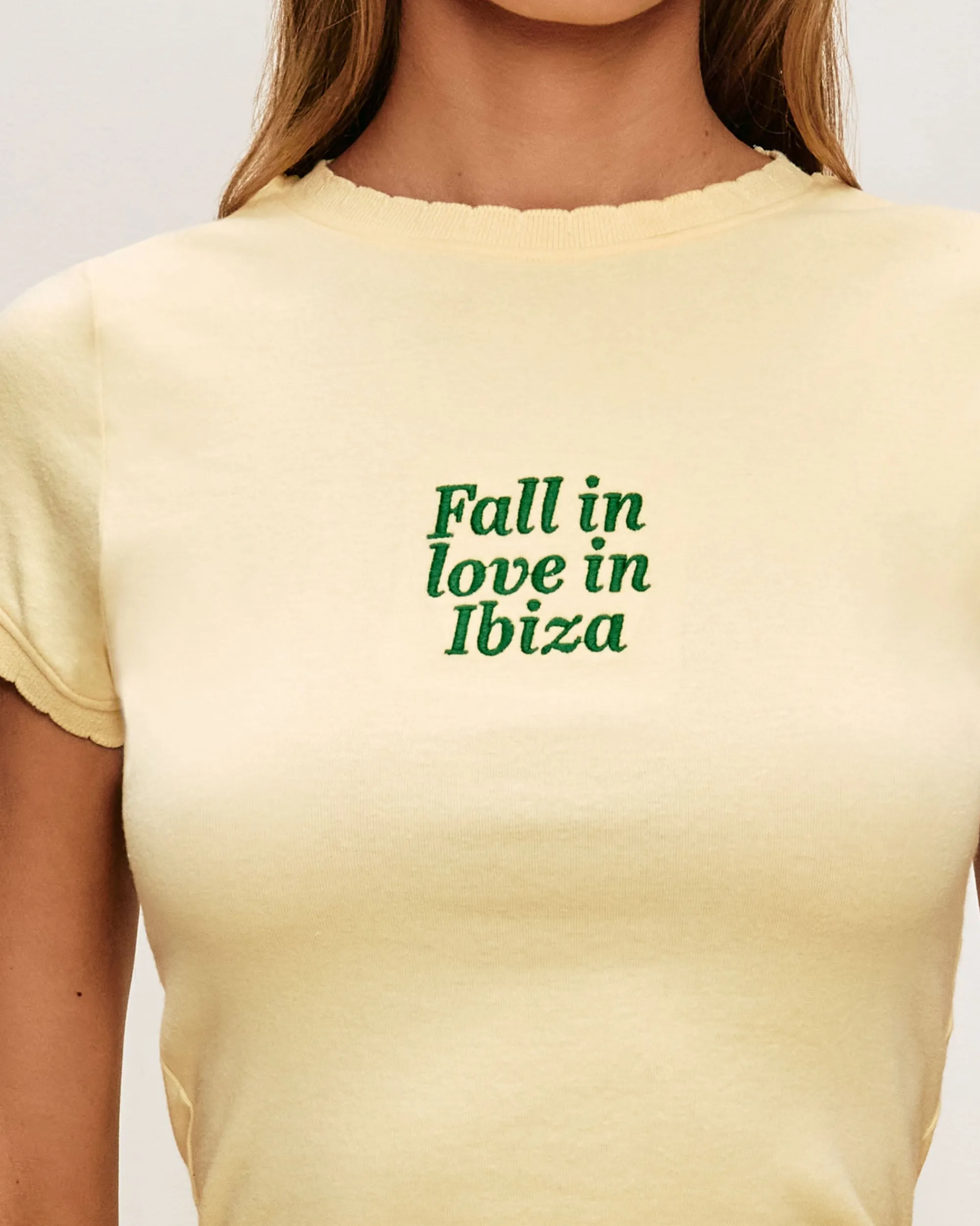 Sale T-hirt en jerey avec broderie "Fa in ove in Ibiza" Tops|Hauts De Pyjamas